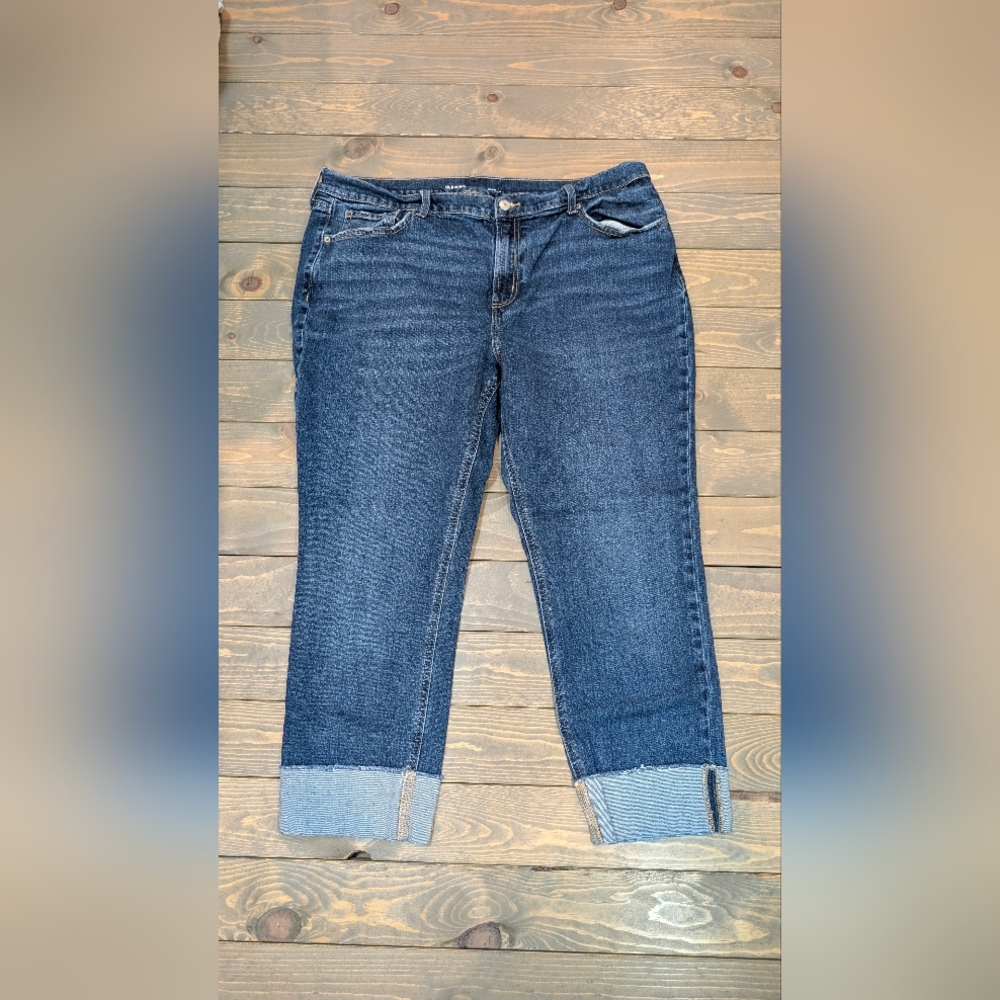 Old Navy Dark Blue Cropped Straight-Leg Jeans